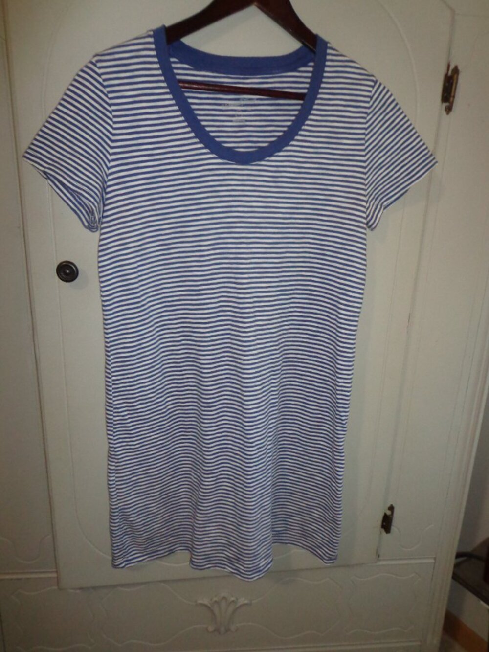 Universal Thread Short Sleeve Striped Dress S Blue/White Scoop Neck Cotton